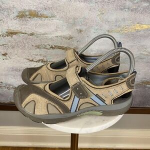Clarks Privo Sandals Shoes Womens Size 6.5 Beige Fisherman Waterfriendly Comfort
